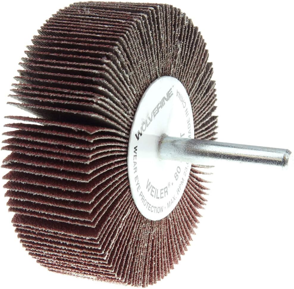 Weiler 30727 3" x 1" x 80AO Wolverine Coated Abrasive Flap Wheel, 1...