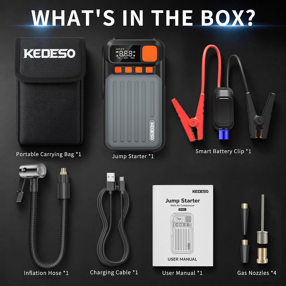 12V Car Battery Jump Starter with 160PSI Air Compressor, Jump Box