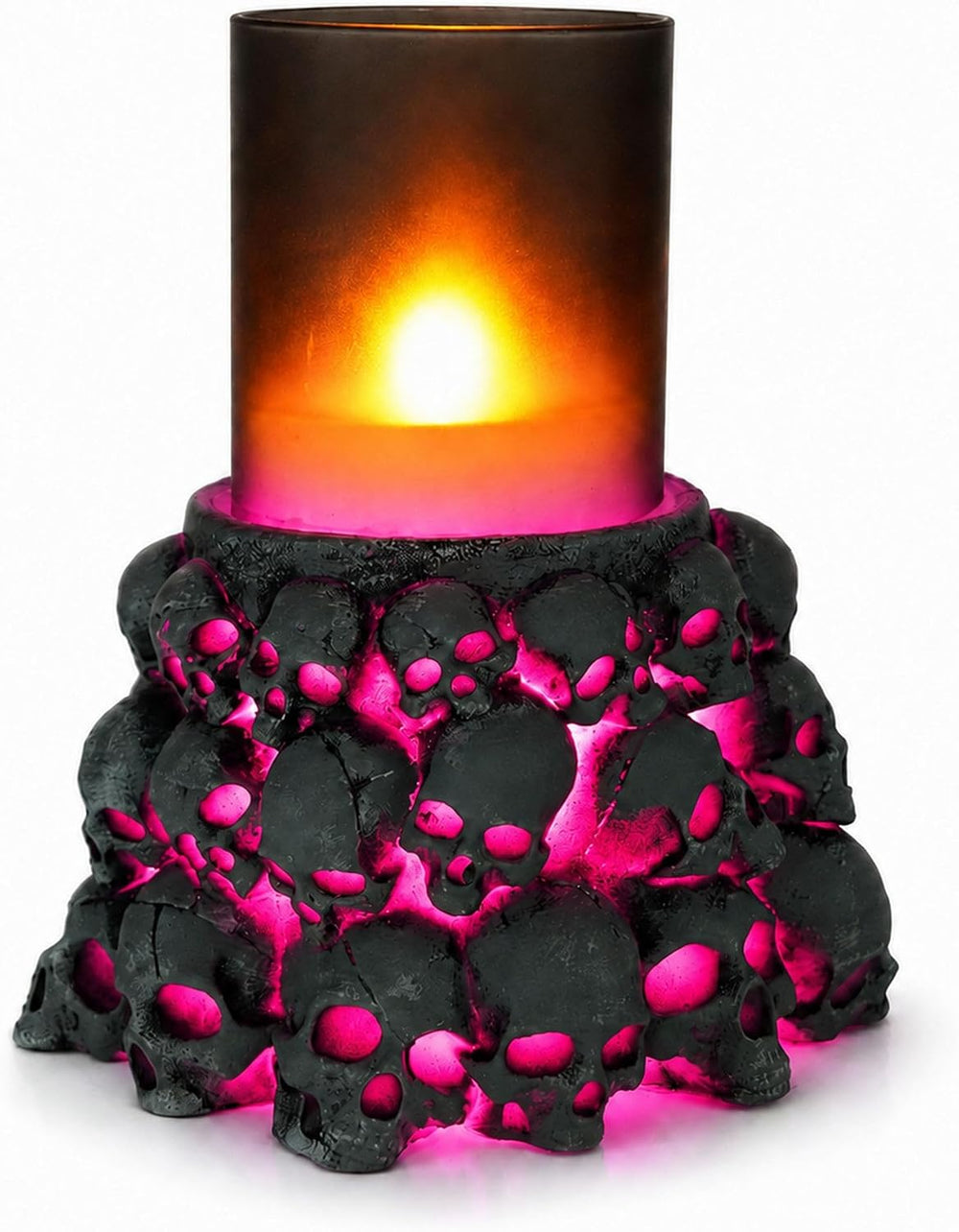 Skull Flameless Candle with Timer, Gothic Decor, Halloween Decor