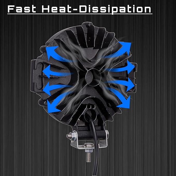 Round LED Light Pods, 7 Inch 120W 10000lm LED Off Road Driving Auxiliary Fog ...