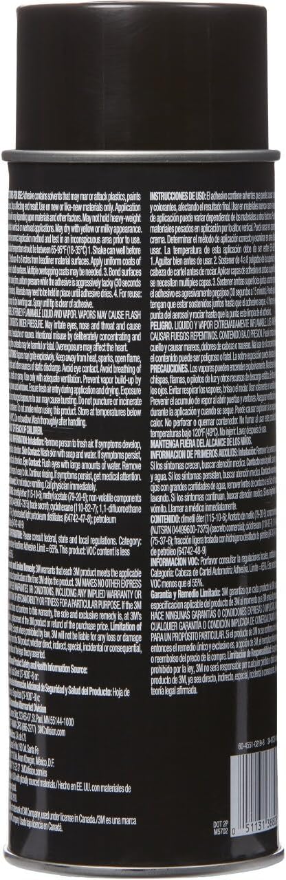 3M Headliner & Fabric Adhesive Spray (18.1 oz Aerosol, 4-Pack) – High Str...