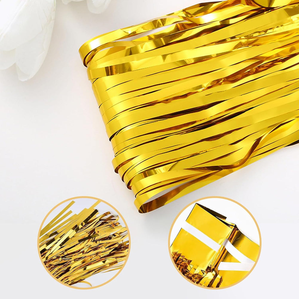 40 Pack Gold Foil Curtain Backdrop Metallic Tinsel Foil Fringe Curtains Photo...