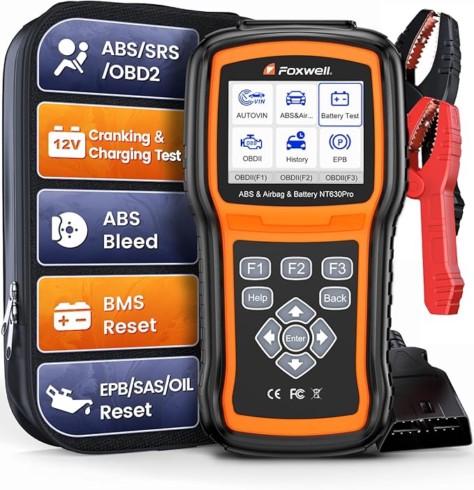 UPGRADED NT630 Plus, FOXWELL NT630 Pro 2-in-1 ABS SRS OBD2 Scanner & Battery