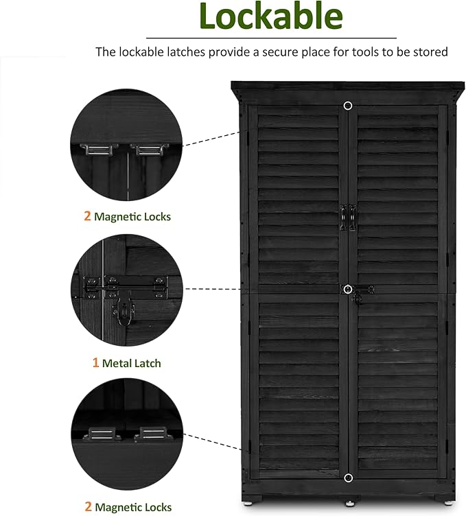 MCombo Outdoor Storage Cabinet, Garden Storage Shed, Outside Vertical Shed
