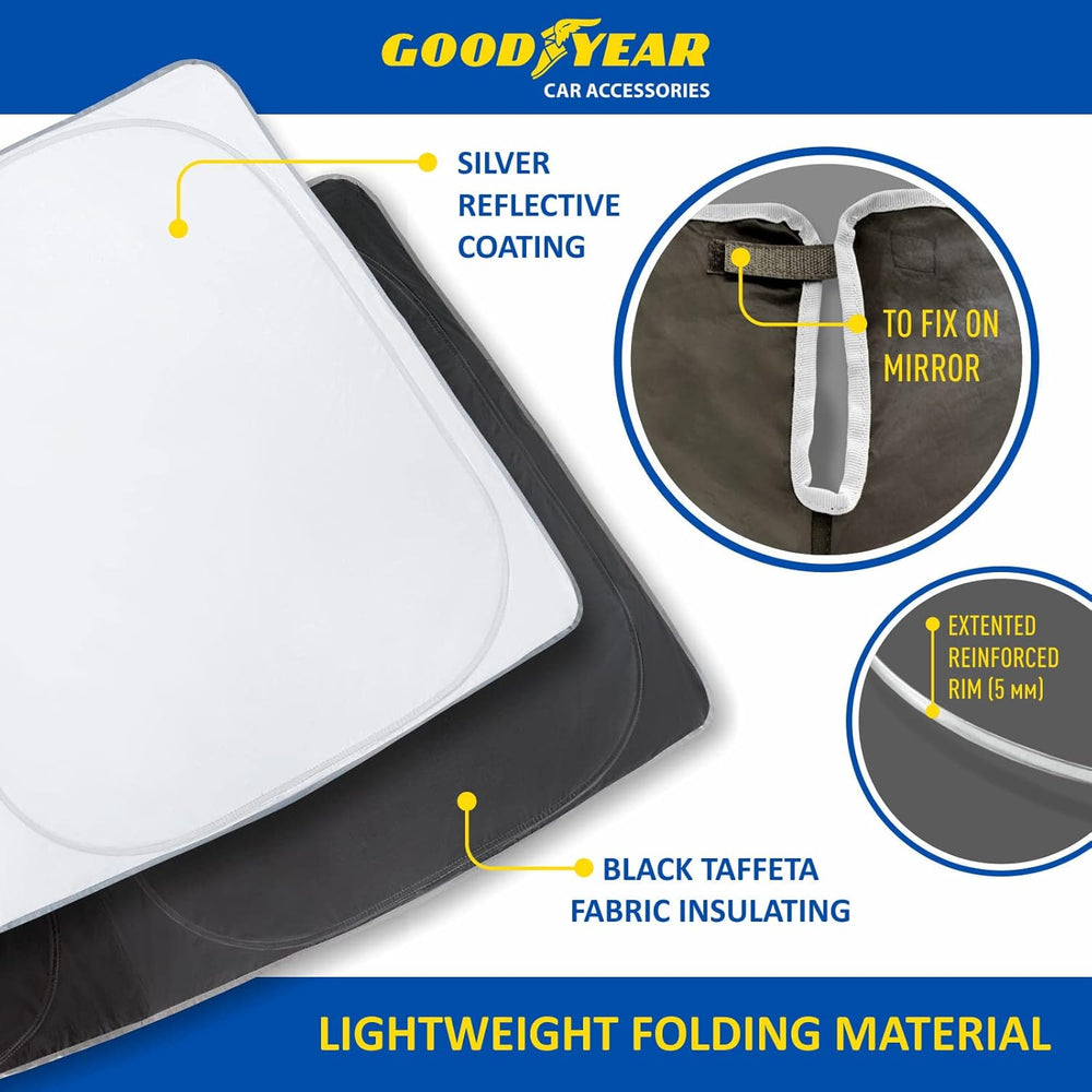 Goodyear Foldable Windshield Sunshade for Toyota Tacoma 2024-2026, Truck car ...