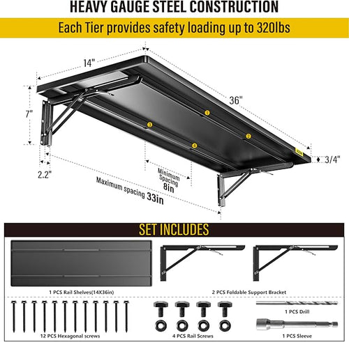1.2x3ft Adjustable Rail Type Folding Storage Rack Shelf, Suitable