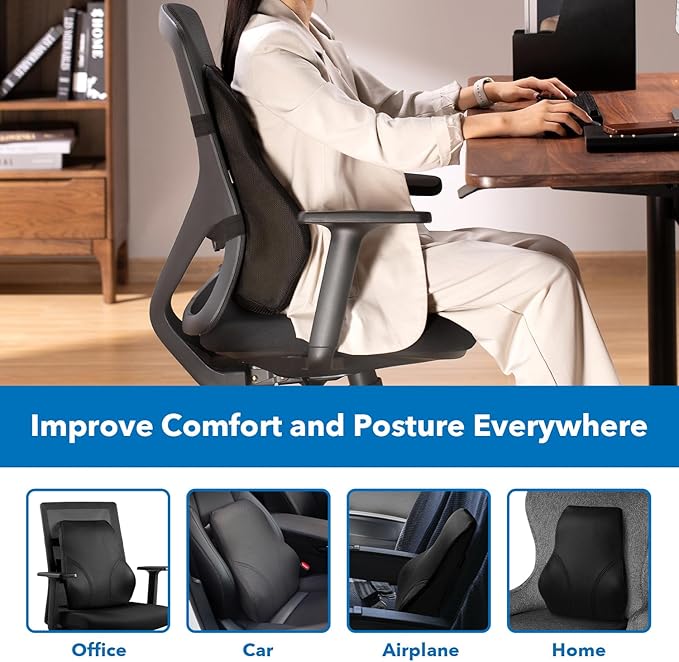 Mount-It! Office Chair Cushion, Lumbar Support Pillow
