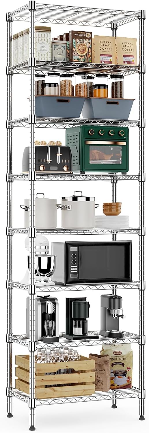8 Tier 2000 lbs Storage Rack Metal Wire Shelving Unit, Storage Standing Shelf