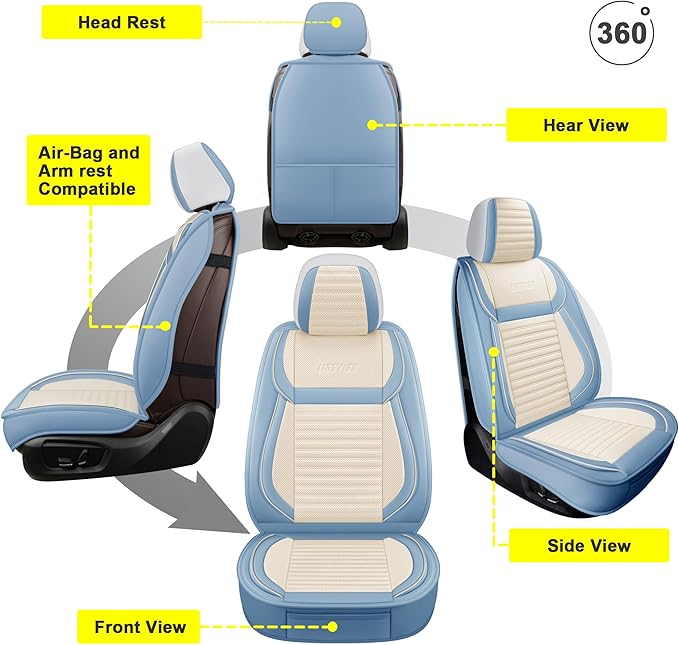 LINGVIDO Universal Car Seat Cover, Breathable and Waterproof Faux Leather