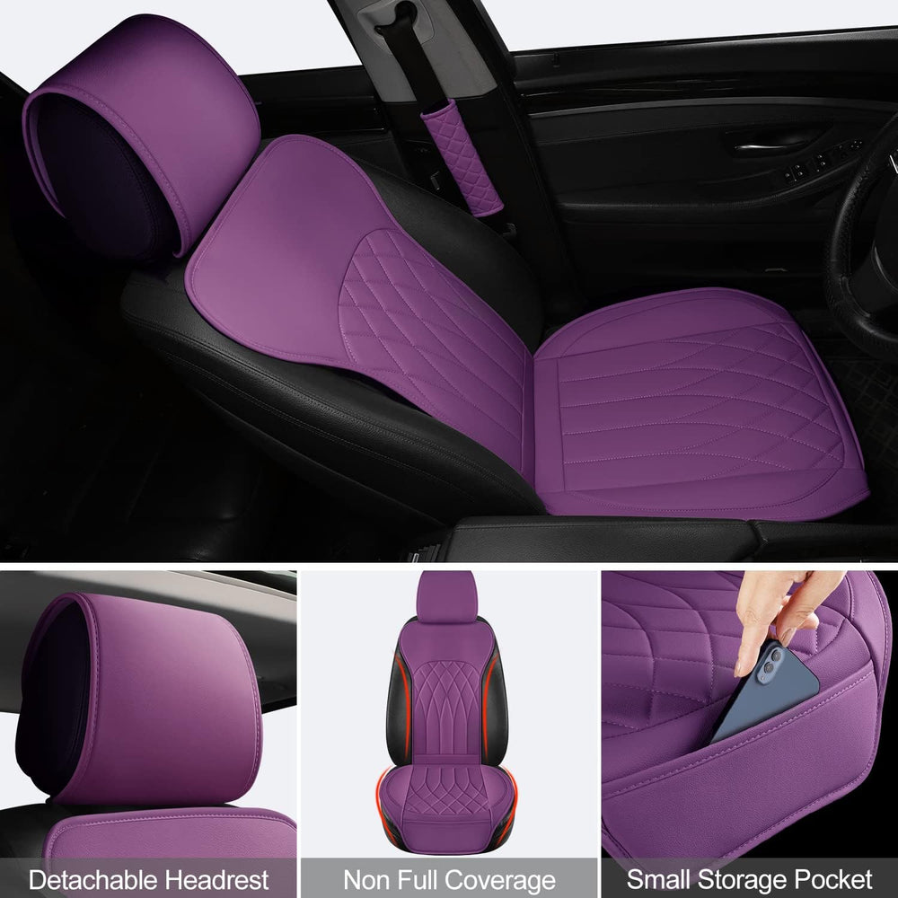 BEITK 2 Pack Waterproof Front Car Seat Covers for Car Truck SUV Purple