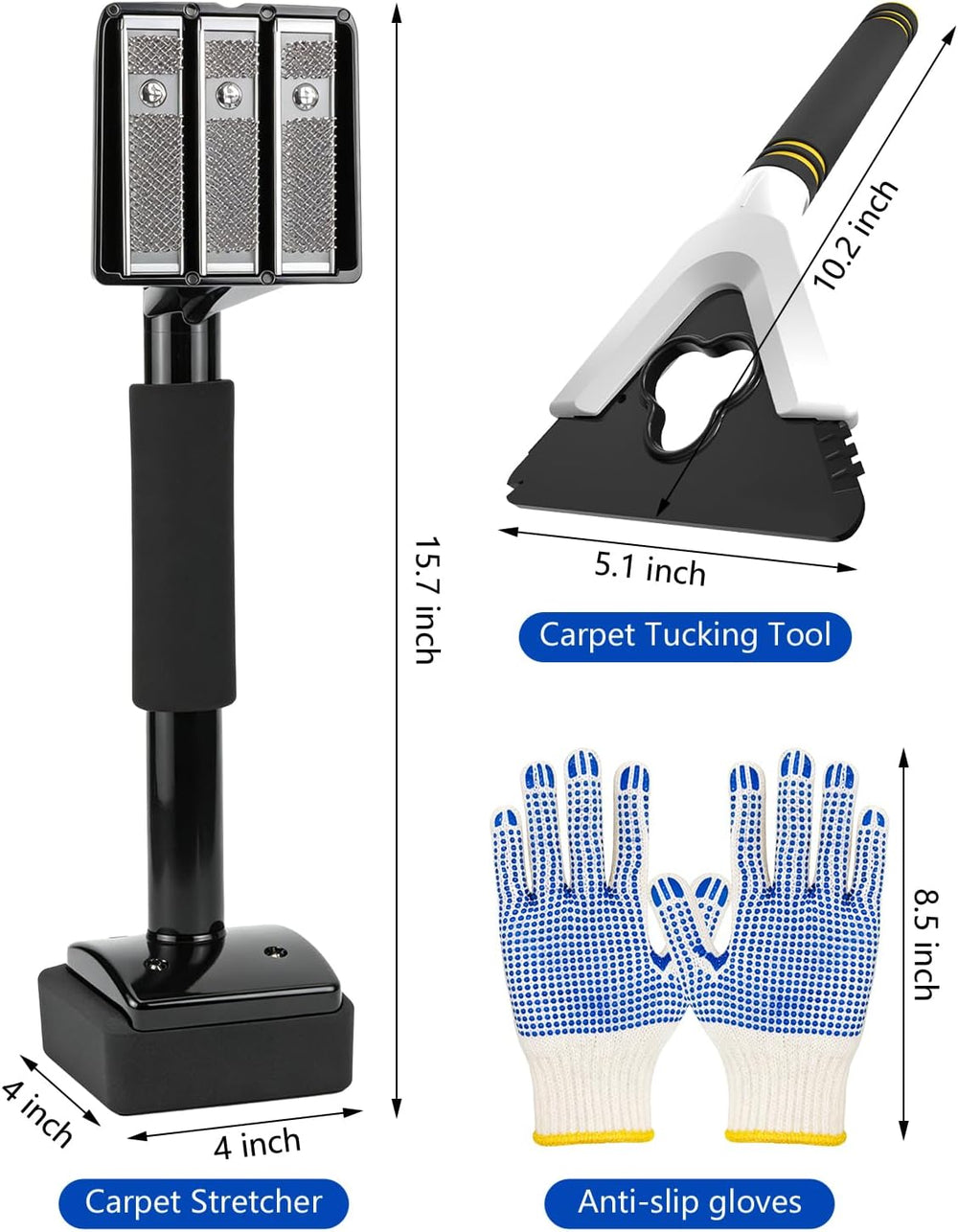 Carpet Knee Kicker Tool Kit with Carpet Tucker, Stretcher Tools for Carpet St...