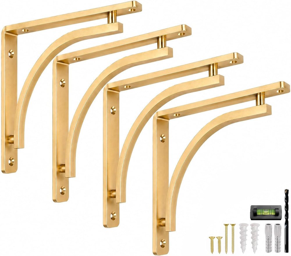 Classic Brass Heavy Duty Shelf Brackets 10 inch by Balin Designs – Gold L Bra...