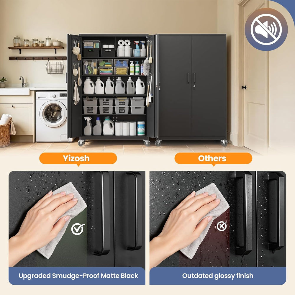 Yizosh Metal Garage Storage Cabinet with Locking Doors and Adjustable Shelves...