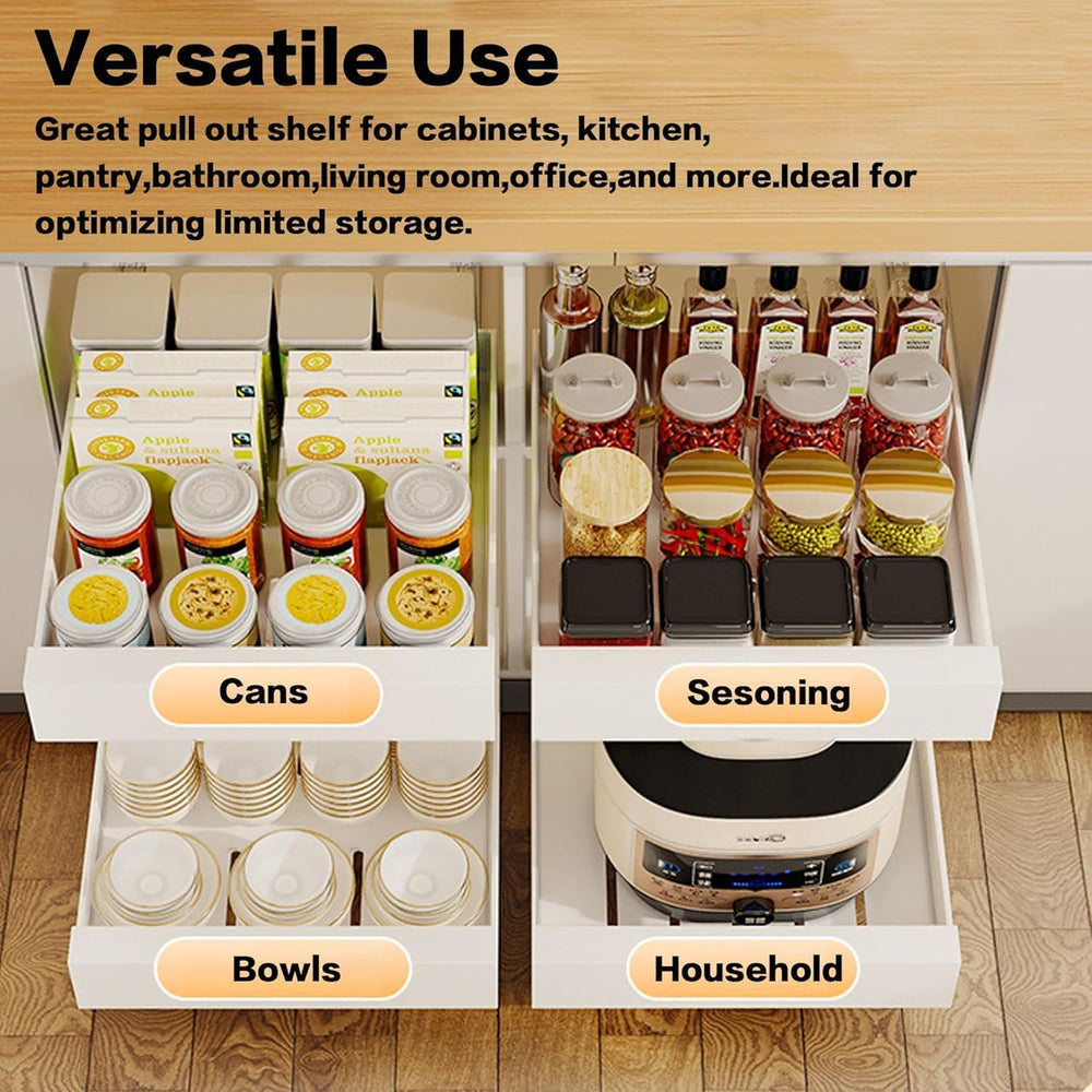 bealy 21'' Deep Cabinet Organizer Adhesive, 10'' Wide Pull Ou...