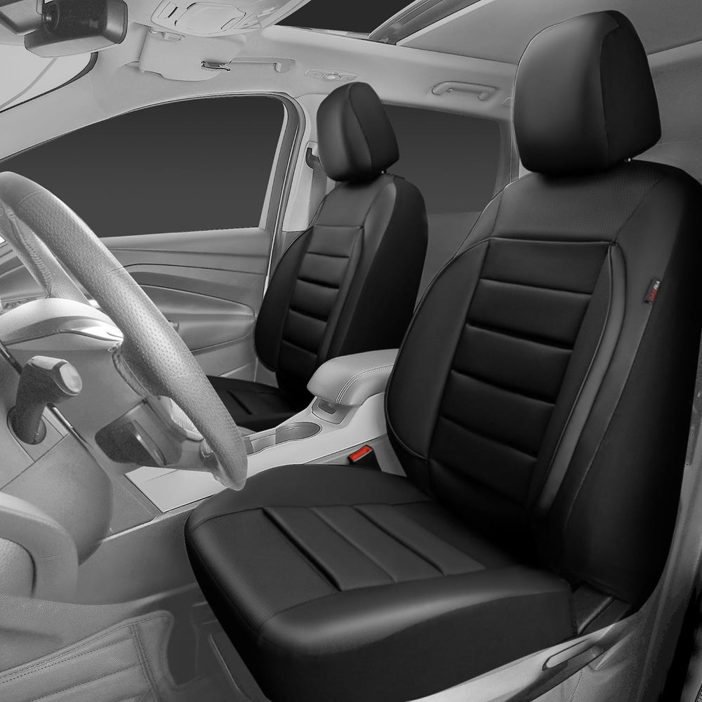 CAR PASS Faux Leather Car Seat Covers Front Seats Only, 3D Foam Support Car S...