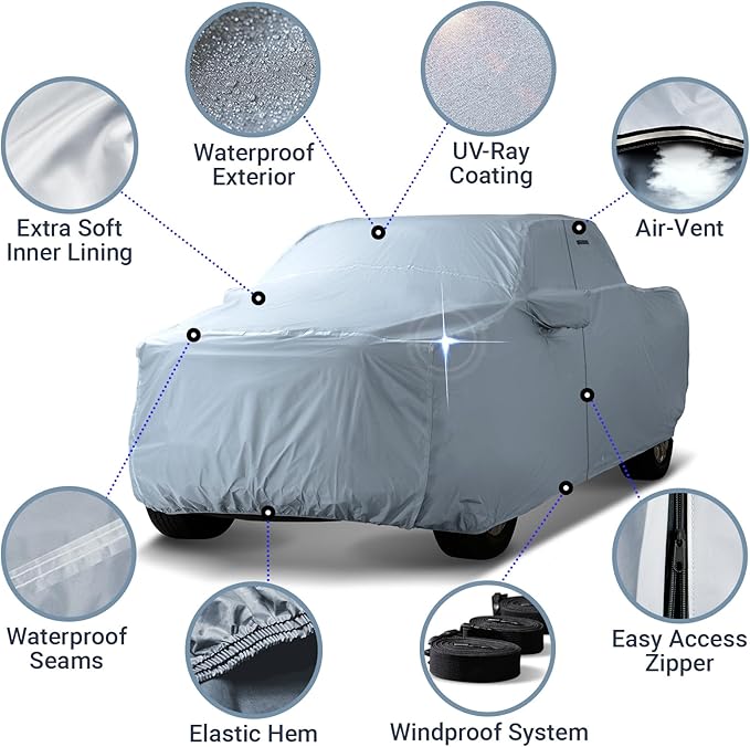 iCarCover Fits 1997-2024 F-150 SuperCrew Cab, 5.5 ft Short Bed Ford Truck Cover