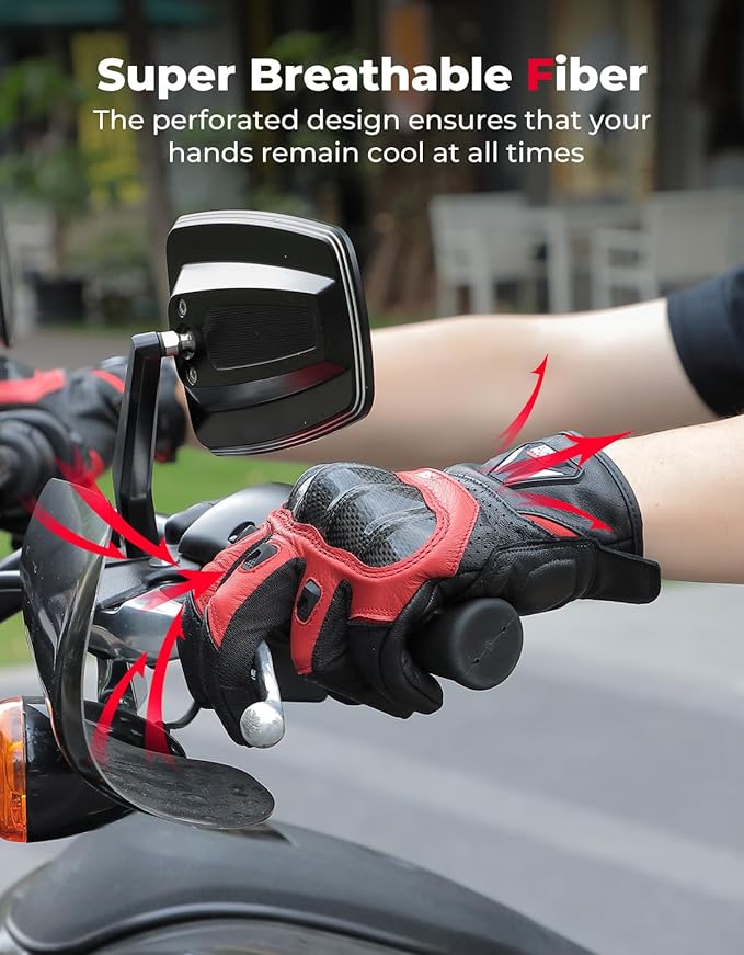KEMIMOTO Sheepskin Leather Motorcycle Gloves