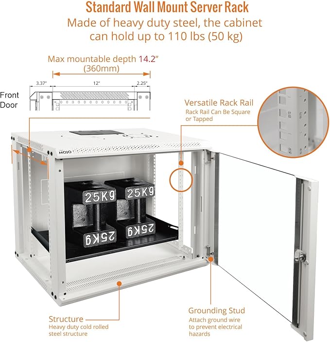 Tecmojo 9U Wall Mount Rack Network Cabinet