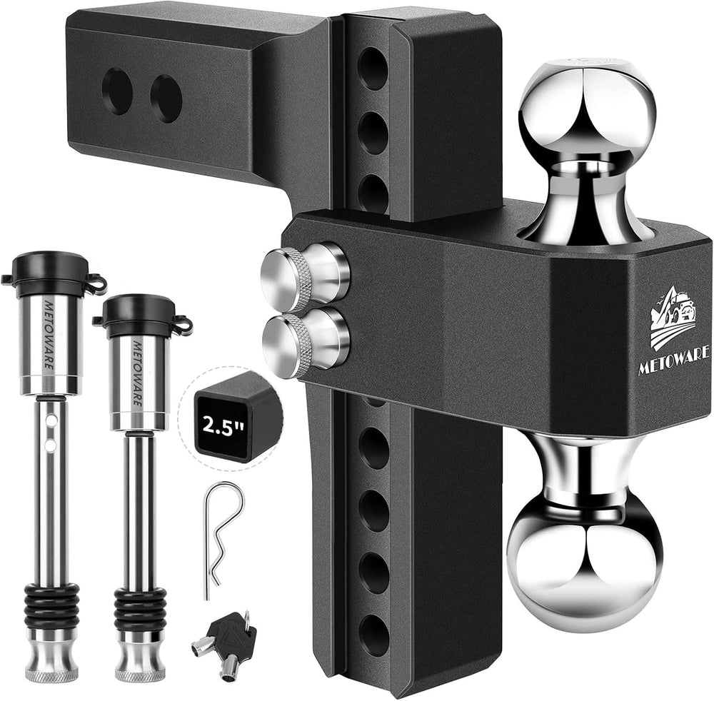 METOWARE 2.5'' Aluminum Adjustable Trailer Hitch, 8'' Drop/Ri...