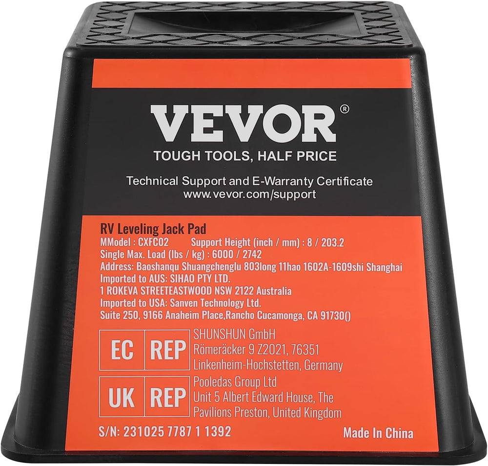 VEVOR Trailer Jack Block, 6000 lbs Capacity per RV Leveling Block, Polypropyl...
