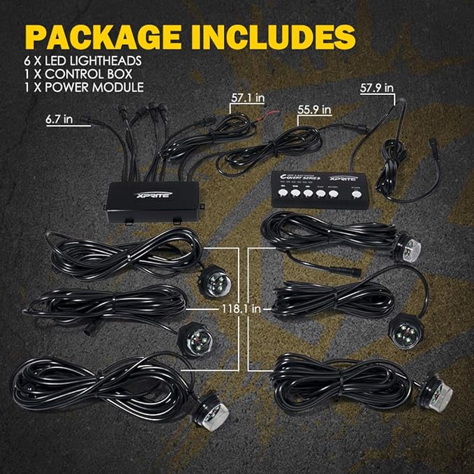 Xprite White Amber LED Hideaway Strobe Lights Kit 20 Flashing Patterns (6 PCS)