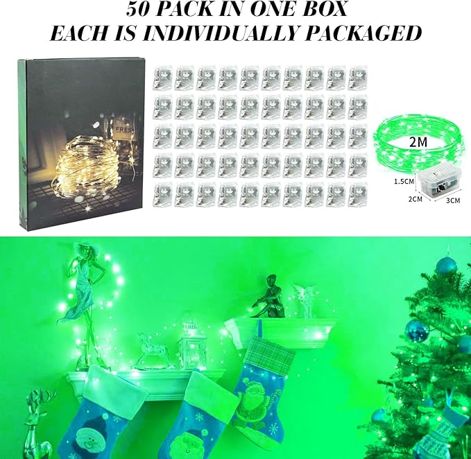 ZGWJ 50 Pack Fairy Lights Battery Operated, 7ft 20 Mini LED Fairy String Ligh...