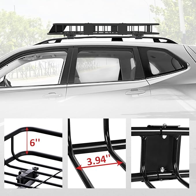 FORWODE Roof Rack Carrier Basket, Rust-Proof Steel Heavy Duty Car Top Luggage