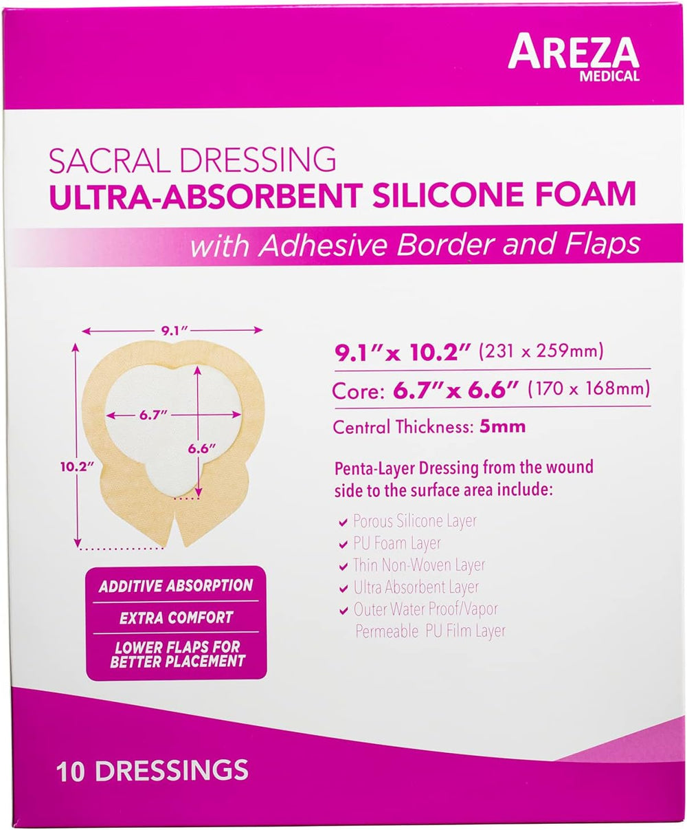 Areza Medical - Silicone Foam with Super-Absorbent Layer - Wound Dressing - W...
