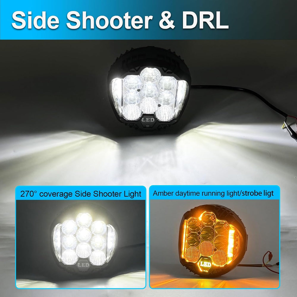 LIGBT 4PCS 7 Inch Amber Round LED Offroad Lights 90W Amber Yellow Off Road Li...