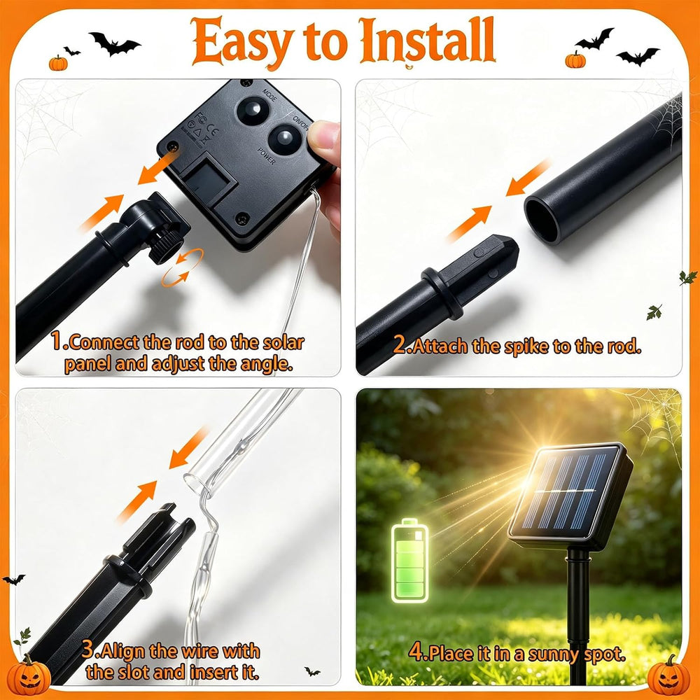 VOOKRY 12Pack Solar Pumpkin Lights for Halloween Decorations Outdoor