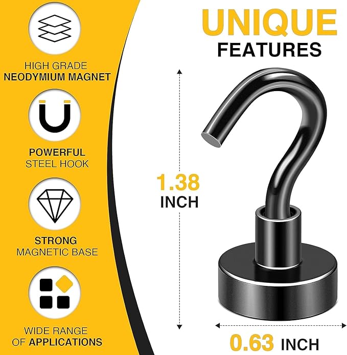 DIYMAG Magnetic Hooks, 30Lbs Strong Heavy Duty Cruise Magnet S-Hooks (75pcs)