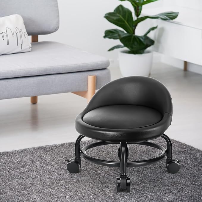 Rolling Stool with Backrest Low Height Rolling Stools, Low Roller Stool Chair