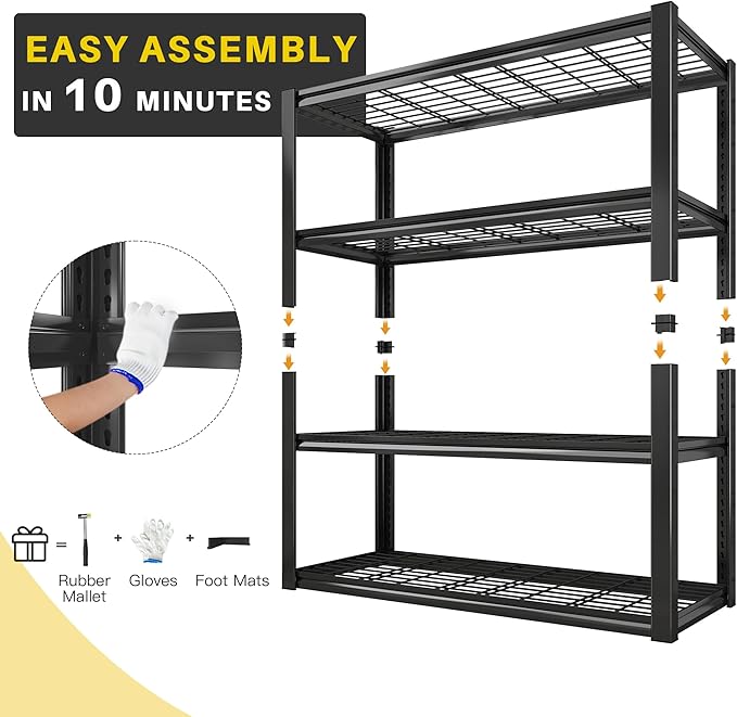REIBII 40" W Garage Shelving 2240 LBS Storage Shelves Adjustable Metal S...
