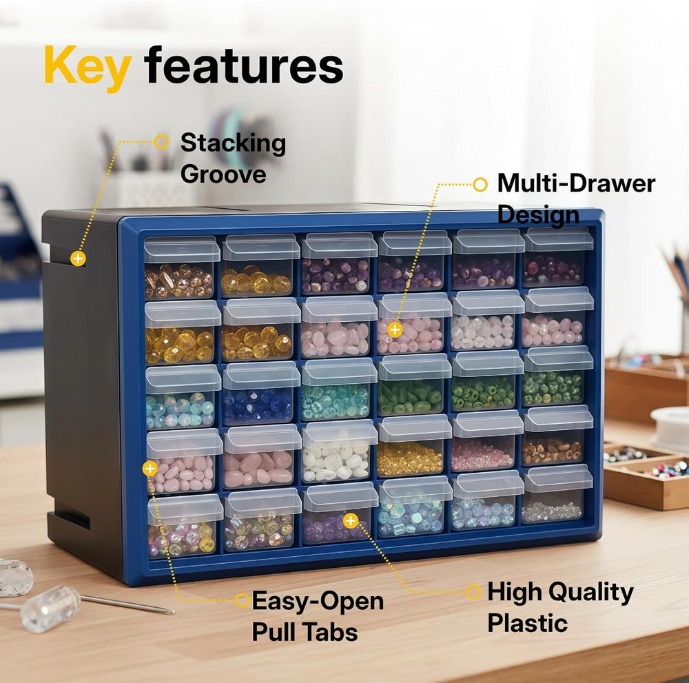 Northsky 30-Drawer Small Parts Cabinet, Stackable, Clear, 14.17 × 7.09 × 9.45...