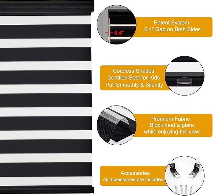 Persilux Cordless Zebra Roller Window Shades Free-Stop Roller Blinds Light