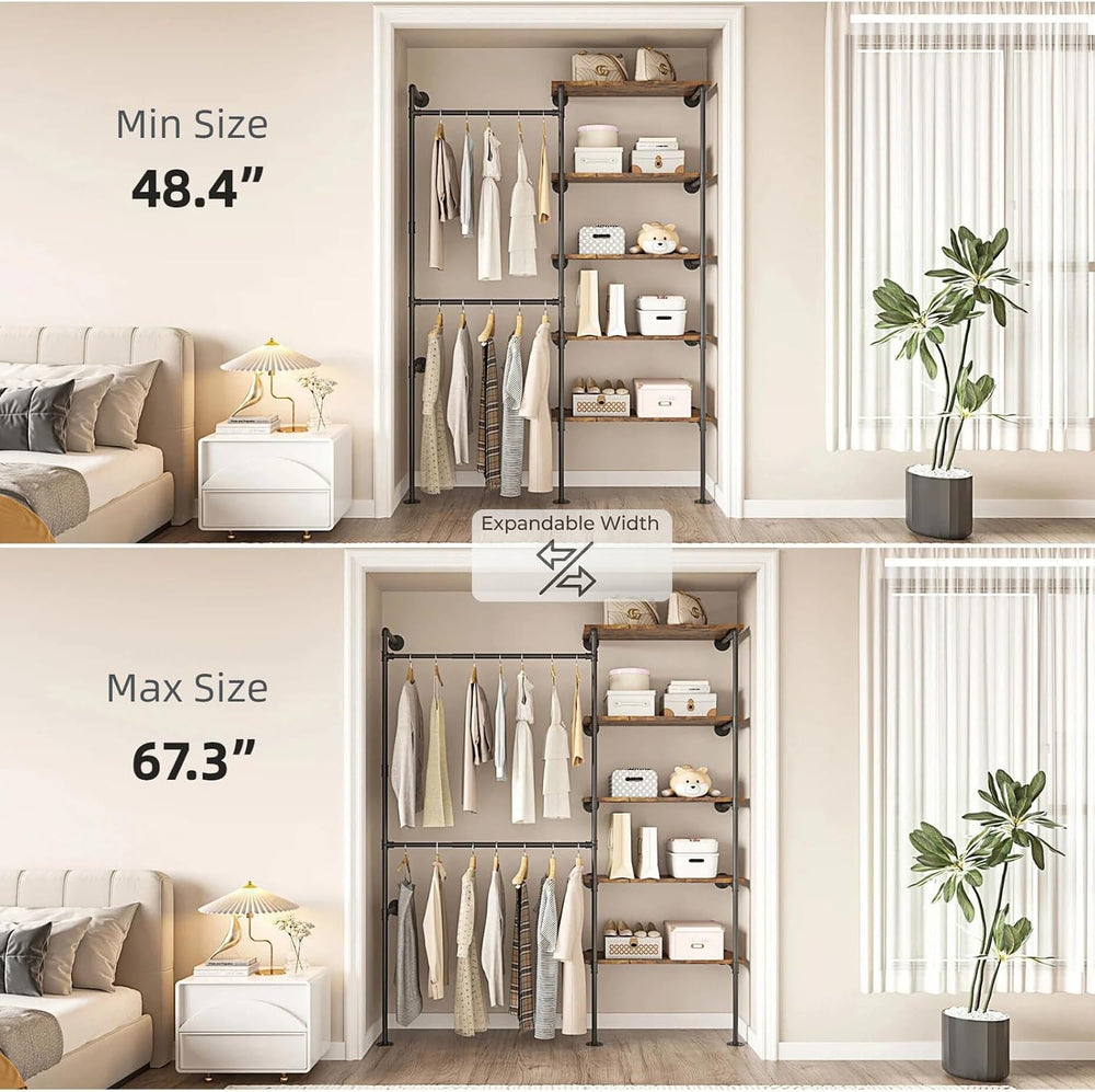 Expandable Industrial Pipe Clothes Rack,Corner Garment Rack