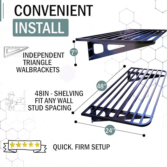 2-Pack 2x4ft Garage Wall Shelving, 2 Shelf Total 8 ft Garage Wall Storage