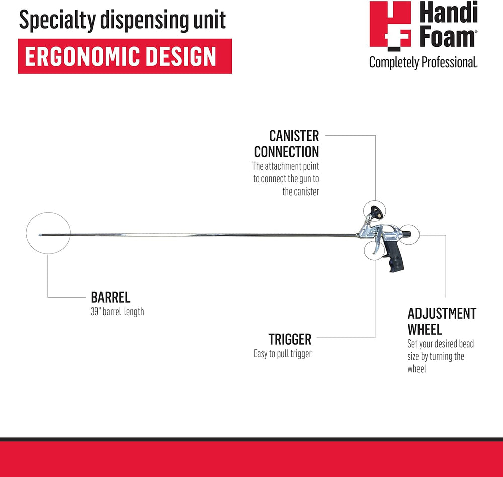 HandiFoam F61060 Gun Foam Applicator, 39 in. (100 cm) Barrel, Ergonomic Desig...