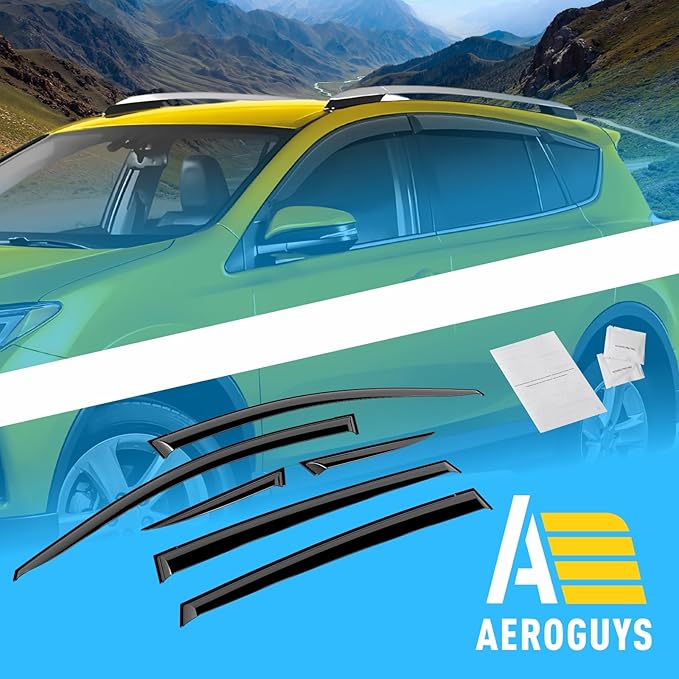 Extra Durable Window Deflectors Tape-On Window Visors Rain Guards Fit (6pcs)