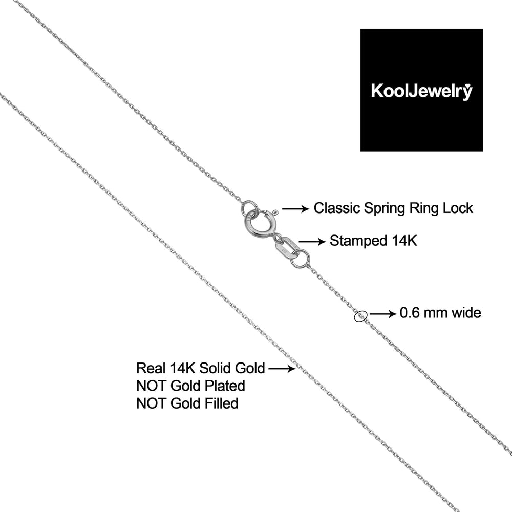 Kooljewelry 14k White Gold 0.6 mm Diamond-cut Cable Chain Necklace