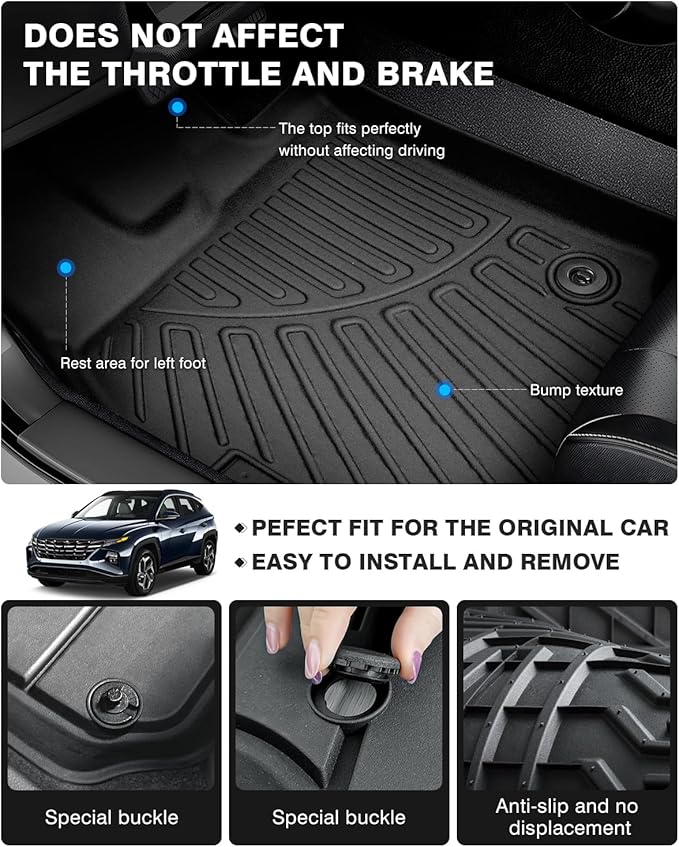 Powerty Floor Mats for 2022-2025 Hyundai Tucson Accessories All Weather Floor