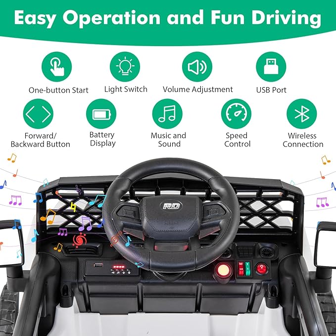 Costzon Kids Ride On Truck, 12V Battery Powered Electric Vehicles w/Remote