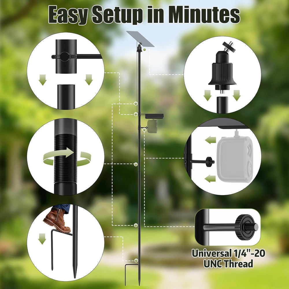Ground Stake Mount Stand for Outdoor Cameras and Solar Panels