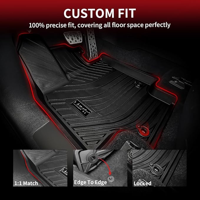 LASFIT Floor Mats for Toyota Highlander 2020-2025 8-seat All Weather TPE Custom