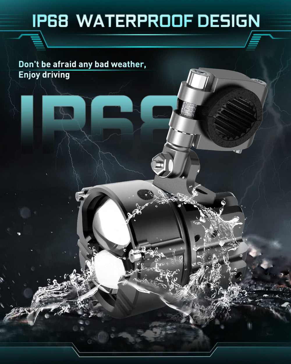CO LIGHT 100W Motorcycle Fog Lights 3,0000 LM Amber White Strobe Pod - 5 Mode...