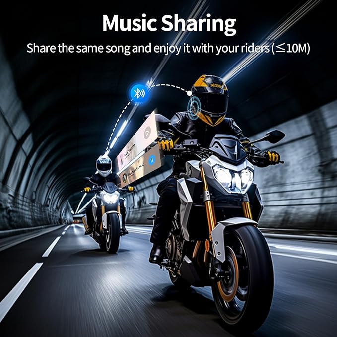 Motorcycle Helmet Bluetooth Headset, 10 Way 2KM Helmet Communication System (...