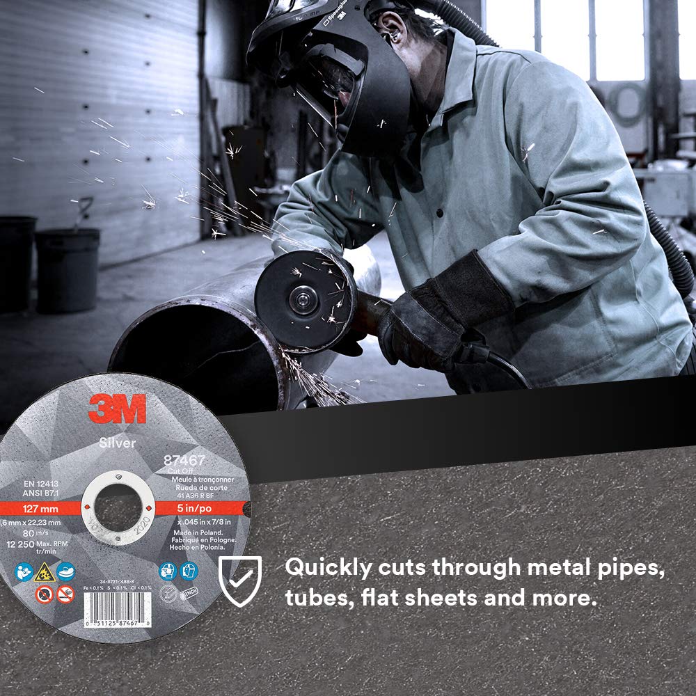 3M Silver Cut-Off Wheel, 87467, 36+, T1, 5 in x 0.045 in x 7/8 in