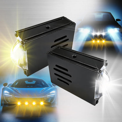 Super Bright LED Grille Projector Lights Kit White/Yellow Dual Color 16000LM 160W with Cooling Fan Fog Lights Hi-Lo Beam for Car Truck SUV ATV UTV Motorcycle 12V/24V