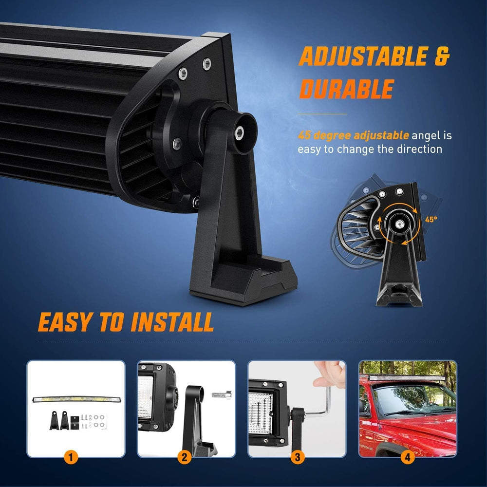 Nilight ZH408 52Inch 783W Curved Triple Row Flood Spot Combo Beam Led Bar 780...