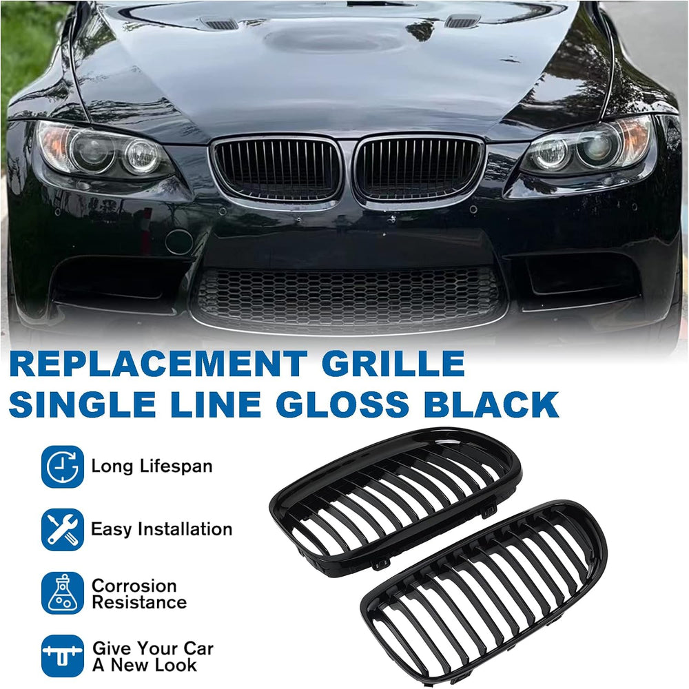 E90 Grille - Black Kidney Single slats Grill Compatible With BMW 3 series E90...